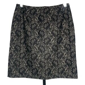 Harold's elegant Skirt Women's size 2 Black White Wool Silk blend Floral lace